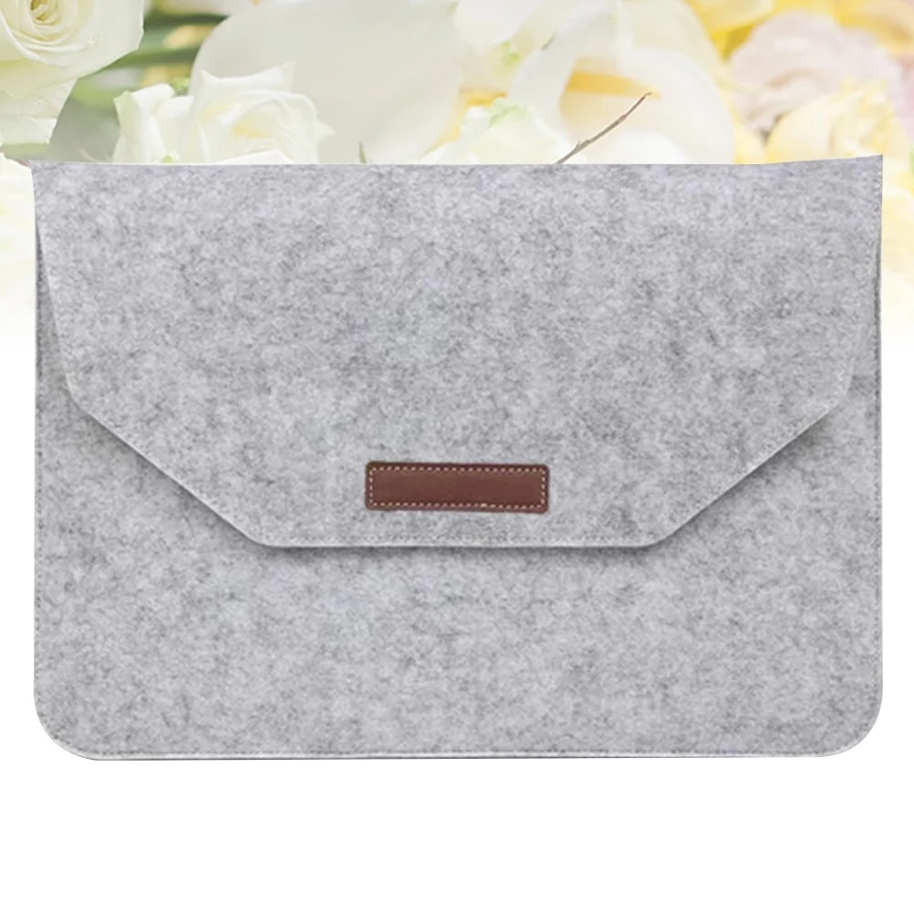 ZYBLSSBB, husa pentru laptop din fetru cu inchidere tip clapeta, gri deschis, 13,3 inch