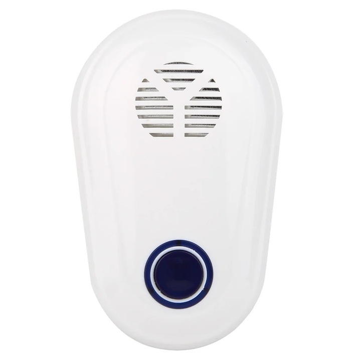 Aparat cu ultrasunete pentru alungat rozatoare si insecte ZYBLSSBB LSM2xh2263-BCS0038871, acoperire ~30 m², 90–250V AC, 20–65 Hz, 4W, functie lumina de noapte, priza EU, alb