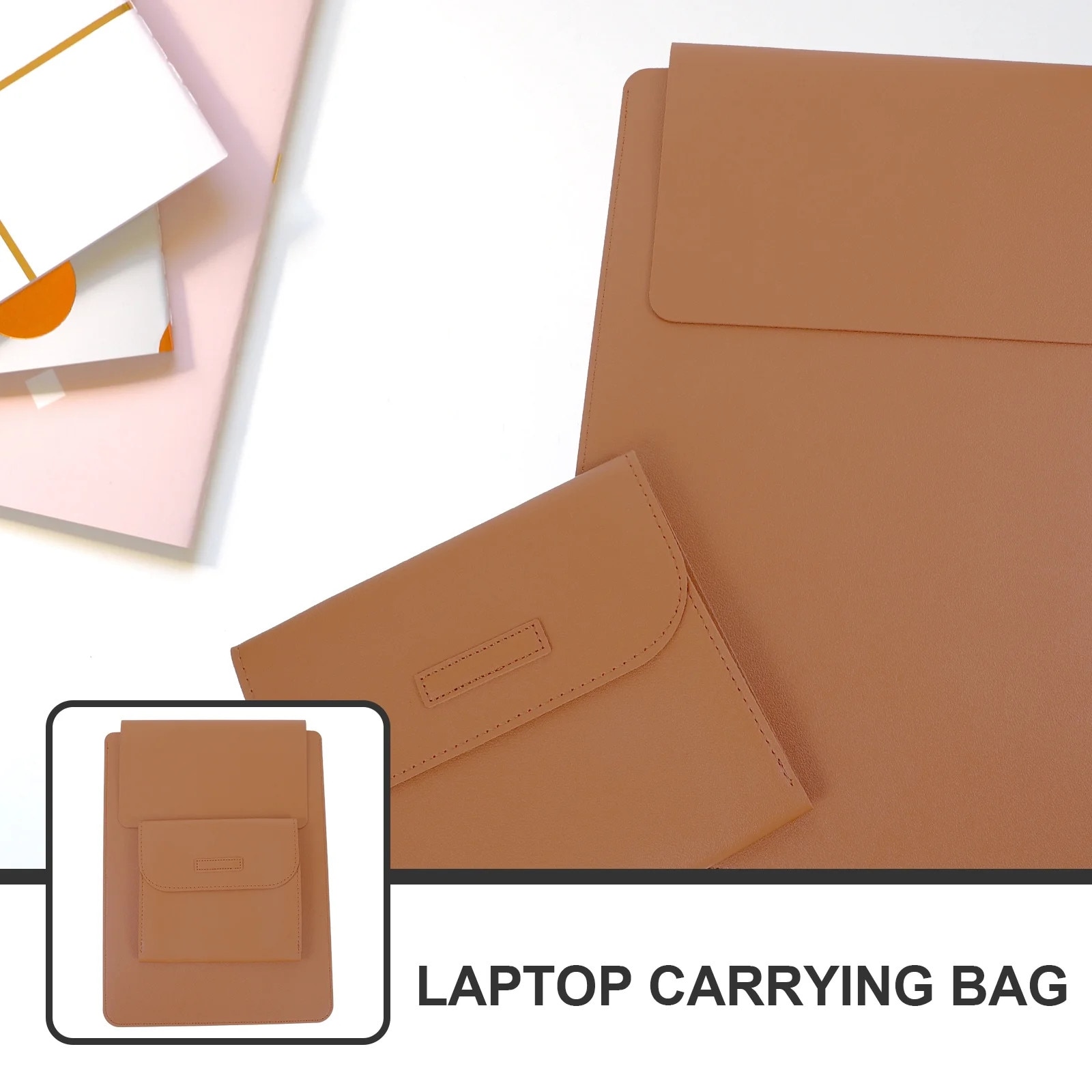 ZYBLSSBB, husa pentru laptop in piele ecologica (PU) captusita, rezistenta la stropire si zgarieturi, LSM2xh406-BCS0057989, maro, 34.2 x 26.1 x 2 cm