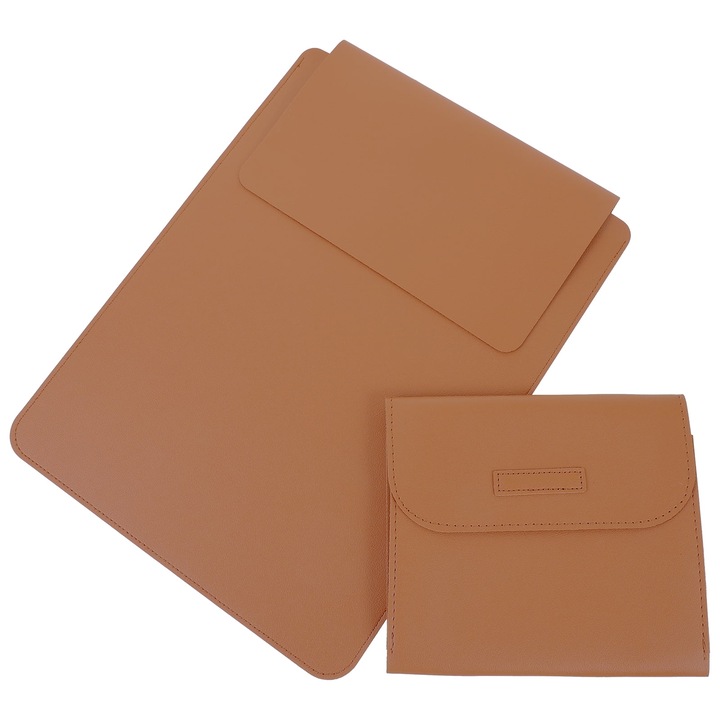 ZYBLSSBB, husa pentru laptop in piele ecologica (PU) captusita, rezistenta la stropire si zgarieturi, LSM2xh406-BCS0057989, maro, 34.2 x 26.1 x 2 cm