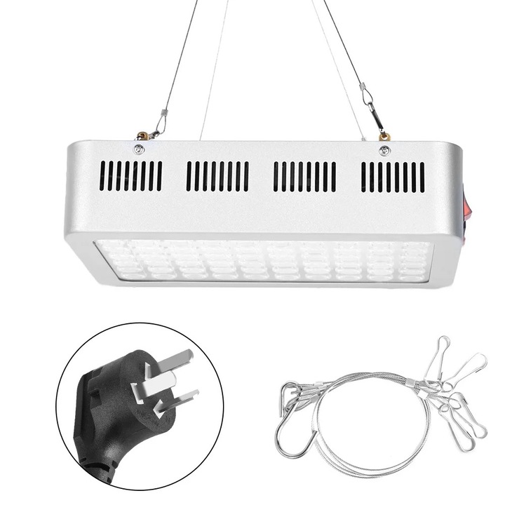 Lampa de crestere pentru plante LED ZYBLSSBB LSM2xh1534-BCS0036870 600W full spectrum, SMD3030, comutator VEG/BLOOM, 12.000 lm, 85-265V, argintiu, 29x7x7 cm, stecher AU