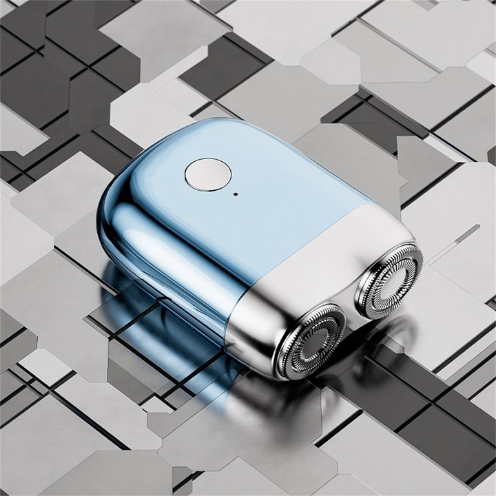 YANYXR BCS3251122 elektromos borotva, USB-ről tölthető, 3D lebegő fejek, 3 forgó fej, vezeték nélküli, hordozható, kék/ezüst