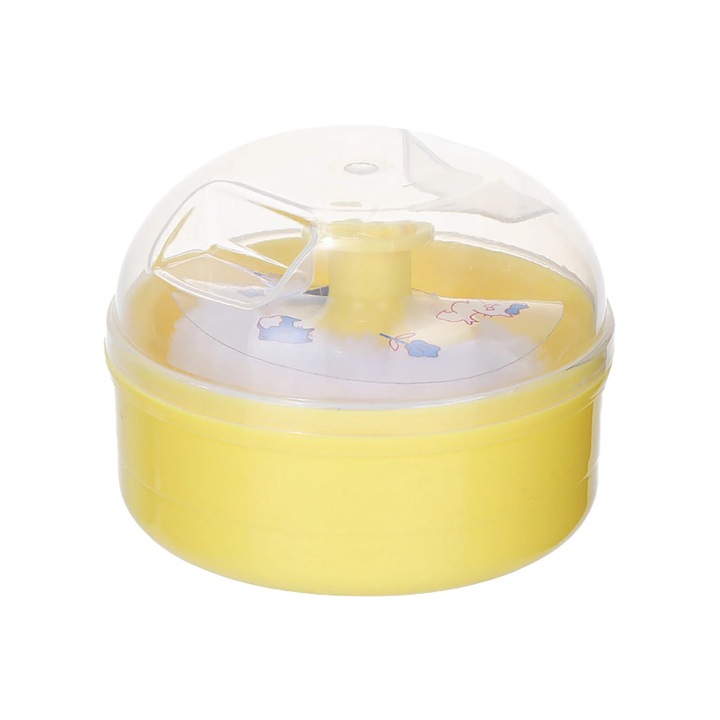 Recipient pentru pudra cu puff YANYXR BCS3251323, din PP/ABS cu puff din plus, galben, O 9 cm