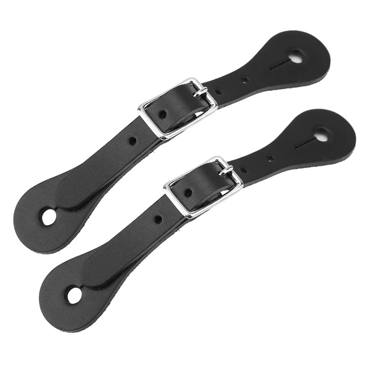 ZYBLSSBB, curele pentru spori din piele naturala cu strat PU, reglabile cu catarama metalica, pereche, negru, 20.5 x 3.5 cm
