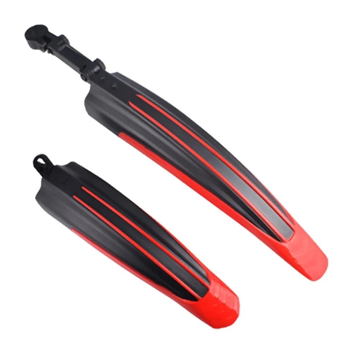 Set aparatoare noroi bicicleta ZYBLSSBB LSM2xh1702-BCS0037347-2, universal 20/22/24/26 inch, PP, negru/rosu, spate 55 cm, fata 30 cm