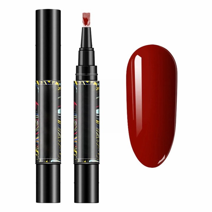 Gel pen lac de unghii YANYXR BCS3254435, gel semi-permanent cu varf pensula, curabil UV/LED, rosu inchis, 5 ml