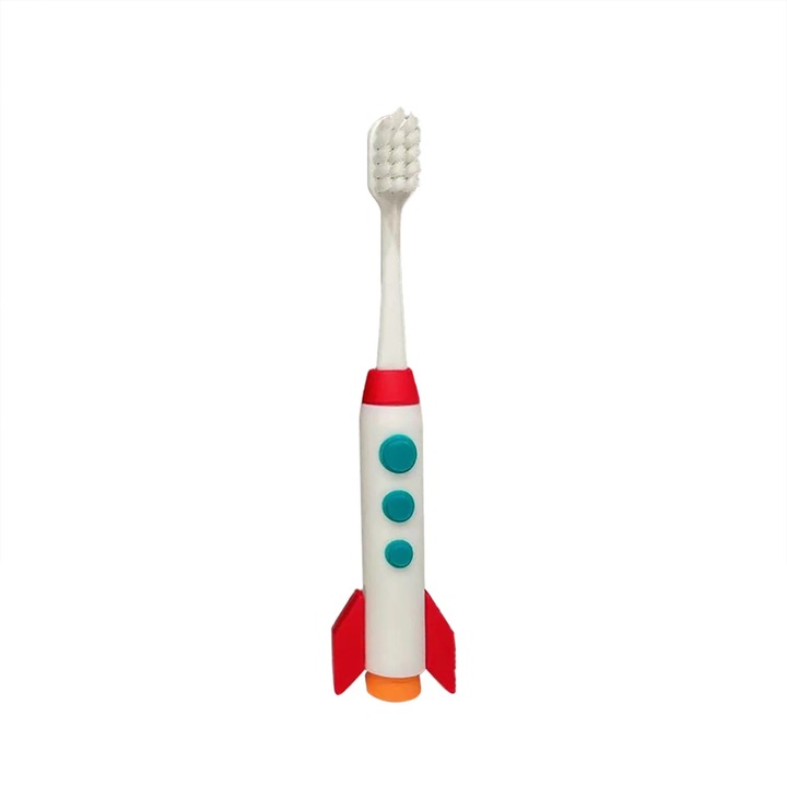 Periuta de dinti manuala YANYXR BCS3251993, maner din silicon cu design pinguin, peri extra moi pentru copii, Multicolor