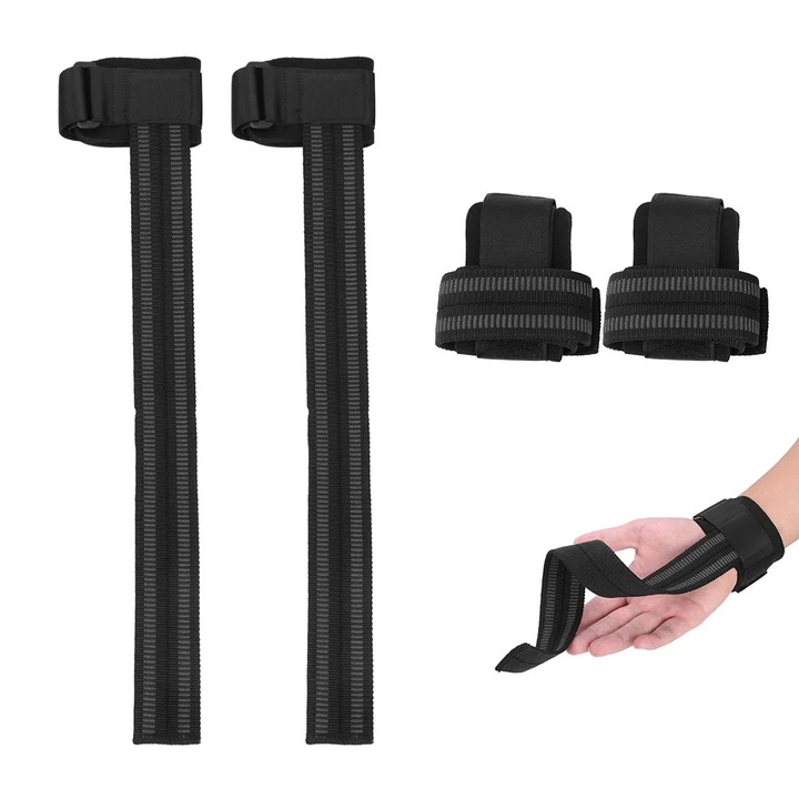 ZYBLSSBB, bandaje pentru incheieturi din nylon cu curele pentru ridicare, antialunecare, model LSM2xh71-BCS0032826, negru/gri, 45 x 10 cm, set 1 pereche