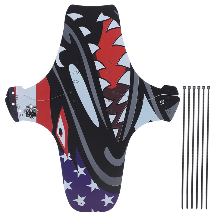 Aparatoare noroi pentru bicicleta ZYBLSSBB LSM2xh2840-BCS0040909 pliabila, model shark, PP, compatibil fata/spate, Multicolor, 30 x 27.5 cm