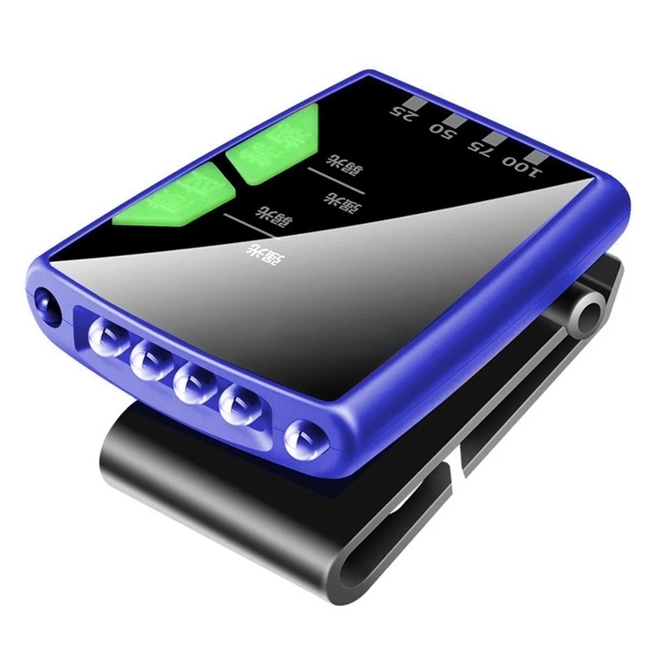 Lampa LED pentru sapca/clip ZYBLSSBB LSM2xh3999-BCS0044256, reincarcabila USB, senzor de miscare, 4 LED, 100 lm, 900 mAh, reglabila, rezistenta la stropi, albastru/negru, 6.8×5.8×2.1 cm