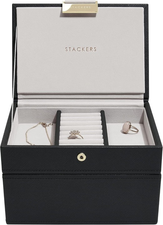 Ékszerdoboz Mini Ékszer Stackers Fekete - 2 Rekesz