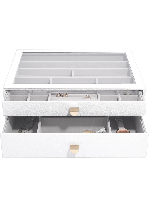 Ékszertartó doboz Stackers Supersize Fehér - 2 részes szett fiókokkal