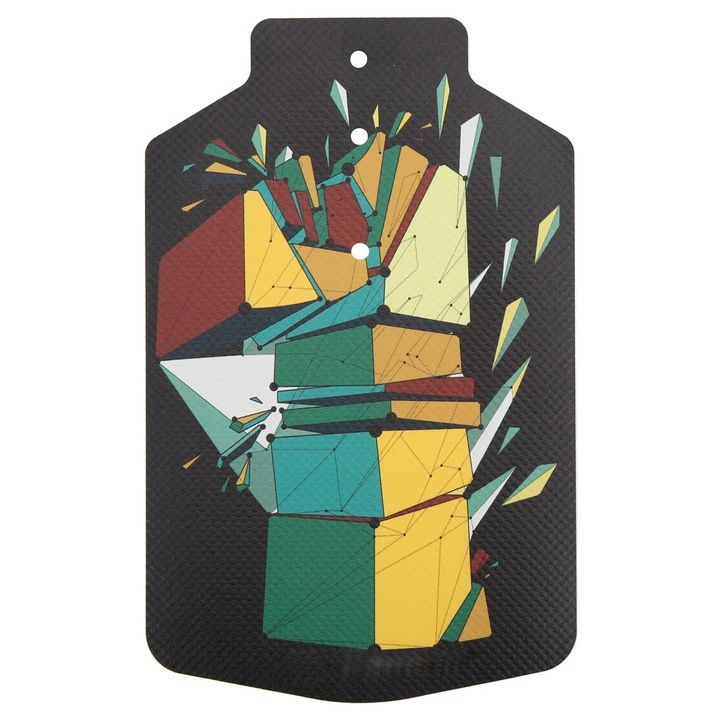 Aparatoare noroi fata ZYBLSSBB LSM2xh1689-BCS0037334, pentru bicicleta pliabila Brompton, PVC, model Pattern5 cu print geometric, negru/multicolor, aprox. 160 x 100 mm