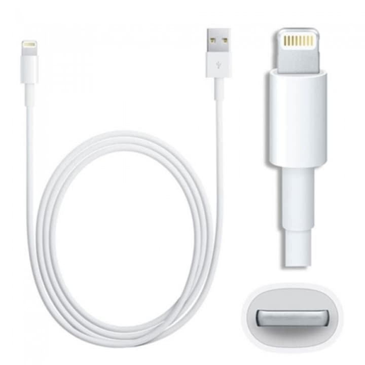 Cablu, A+, pentru iPhone 5/5C/5SE/5S/6/6S/6+/6S+/7/7, Lightning USB, alb