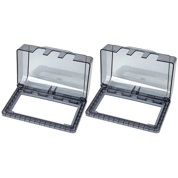 Capac protectie pentru priza ZYBLSSBB LSM2xh1972-BCS0024886, din ABS, rezistent la apa si stropi, gri transparent, set 2, 17.8x10.5x4.5 cm