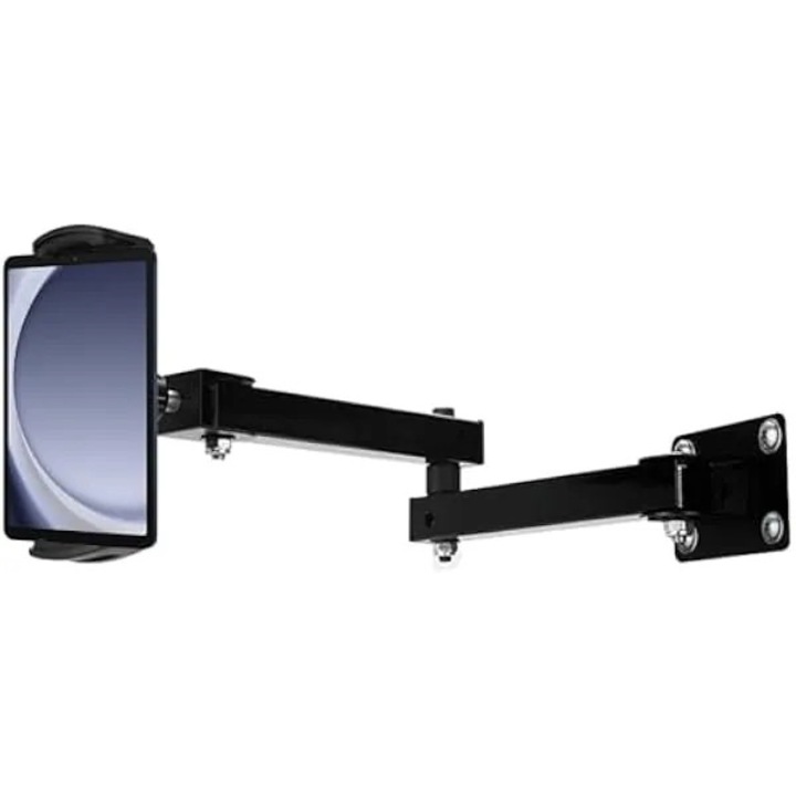 Fali tartó tablethez és telefonhoz K0569-260807-1336-AMC, 360°-ban forgatható, csuklós teleszkópos kar, függőleges/vízszintes döntés, 1,5 kg teherbírás, fekete