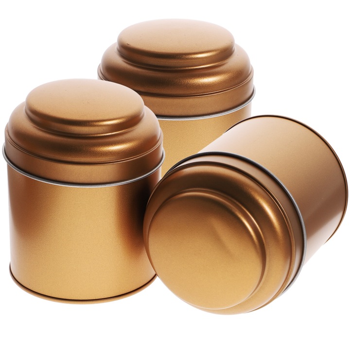 Set de 3 cutii pentru ceai ZYBLSSBB din tabla, etanse, 9,3 x 7,5 x 7,5 cm fiecare, multicolor