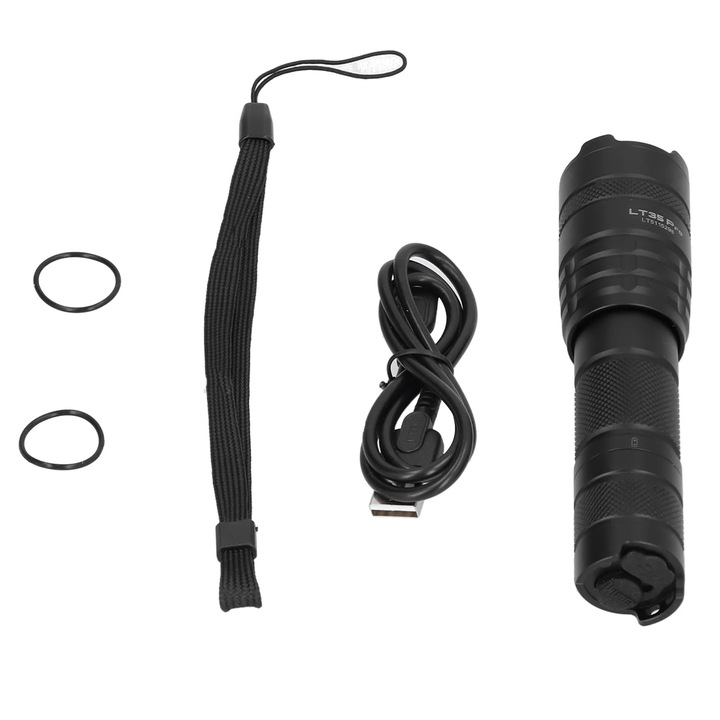 Lanterna LED ZYBLSSBB LT35Pro LSM2xh2689-BCS0040558, zoomabila, USB reincarcabila, 1 x XPL2-V6 1200 lm, baterie 2600mAh 18650 incorporata, IP68, raza 200 m, negru