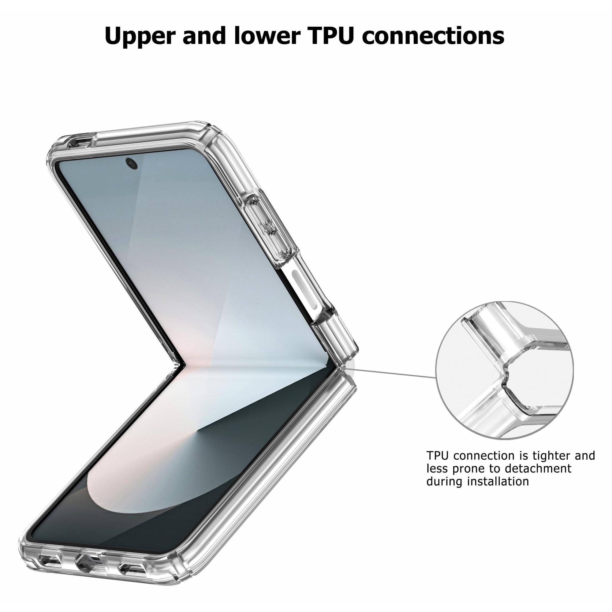 Husa de Protectie pentru Samsung Z Flip8, Ultra Slim, Transparenta cu Accente Sclipitoare, Roz