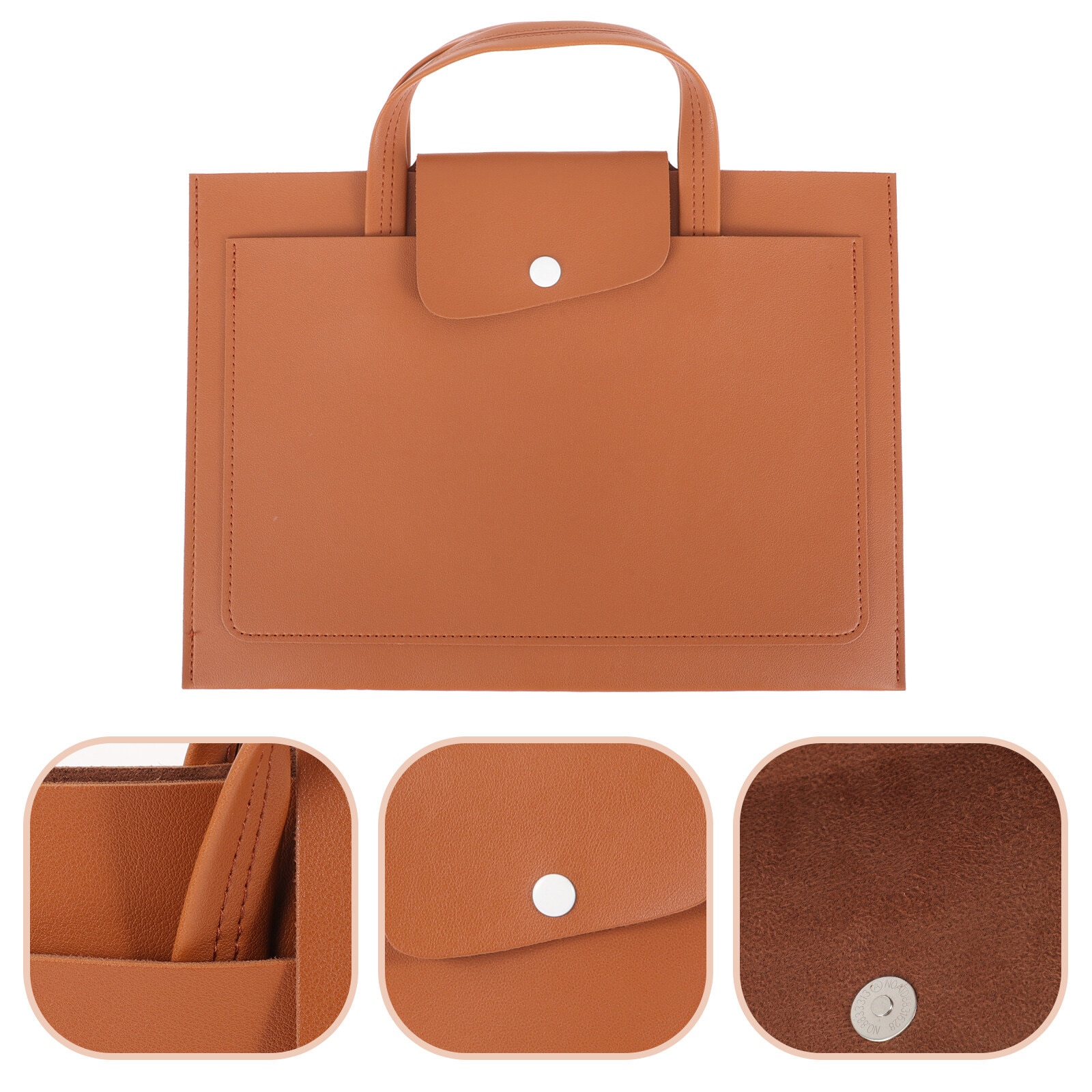ZYBLSSBB, geanta pentru laptop din piele ecologica (PU) slim cu clapeta si capsa, kaki, 36 x 32 x 0.5 cm, pentru laptop pana la 13"