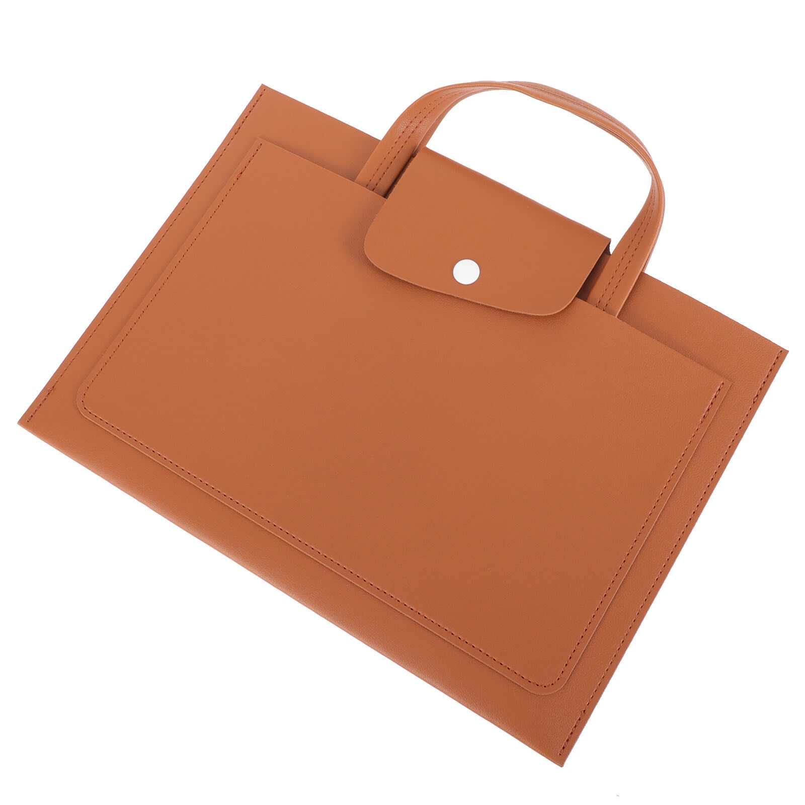 ZYBLSSBB, geanta pentru laptop din piele ecologica (PU) slim cu clapeta si capsa, kaki, 36 x 32 x 0.5 cm, pentru laptop pana la 13"