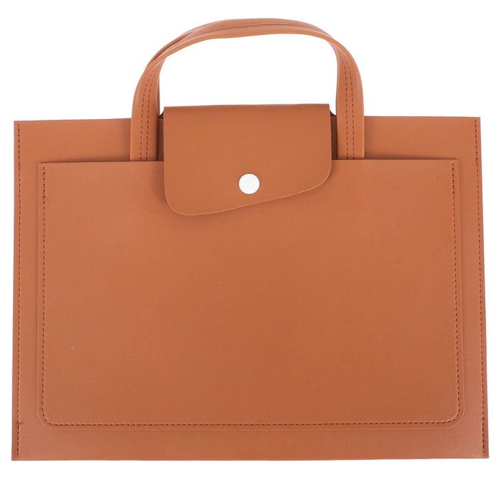 ZYBLSSBB, geanta pentru laptop din piele ecologica (PU) slim cu clapeta si capsa, kaki, 36 x 32 x 0.5 cm, pentru laptop pana la 13"