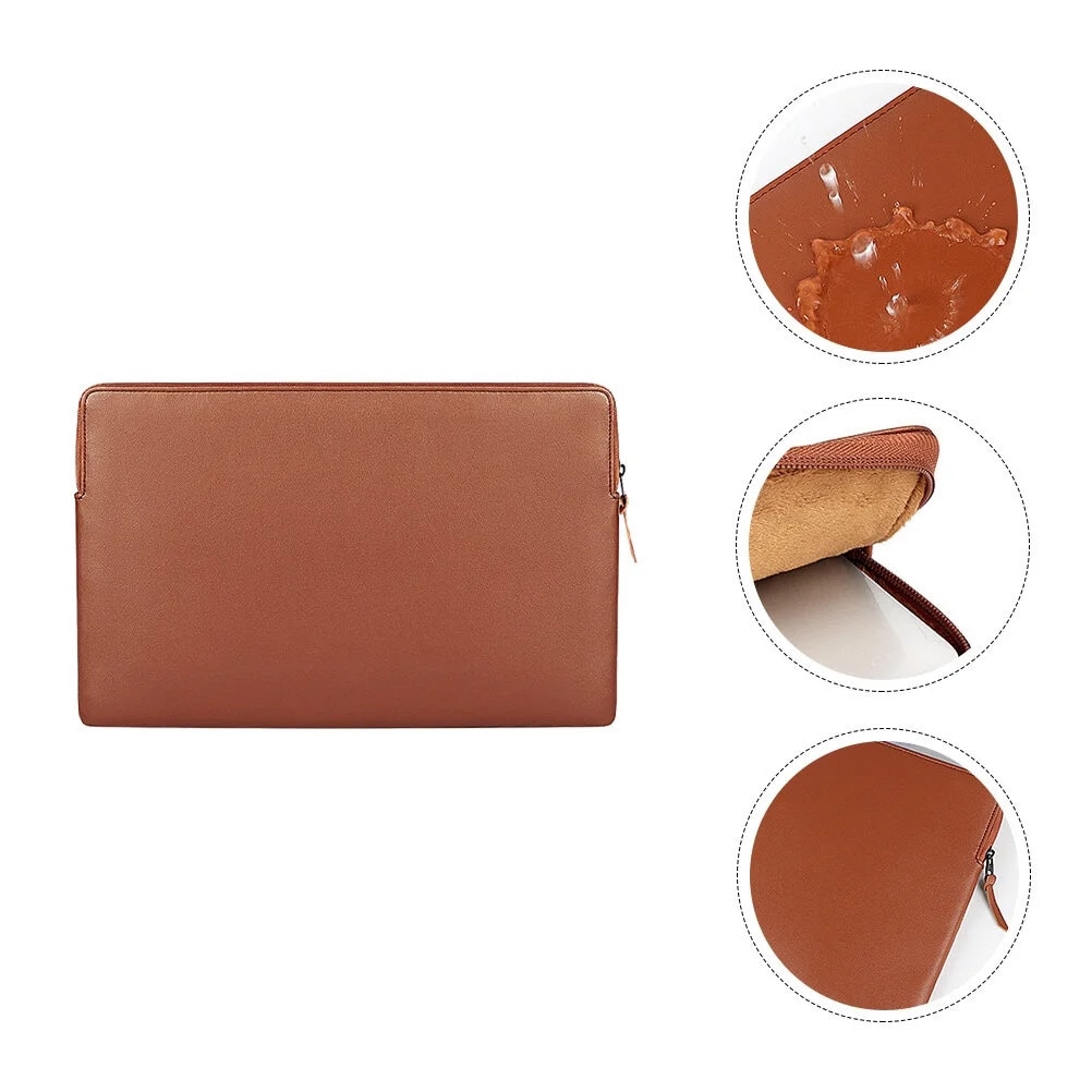 ZYBLSSBB, husa pentru laptop din piele PU, rezistenta la apa si antisoc LSM2xh2478-BCS0170680, maro deschis, 36 x 25 x 2 cm