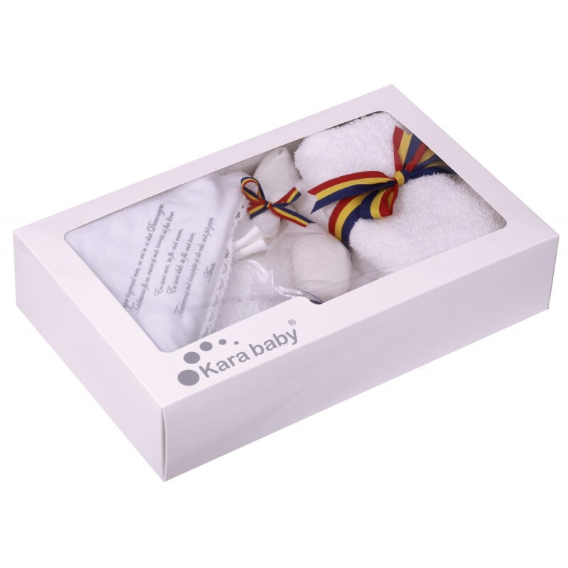 Set trusou pentru botez 6 piese, alb, traditional, Kara