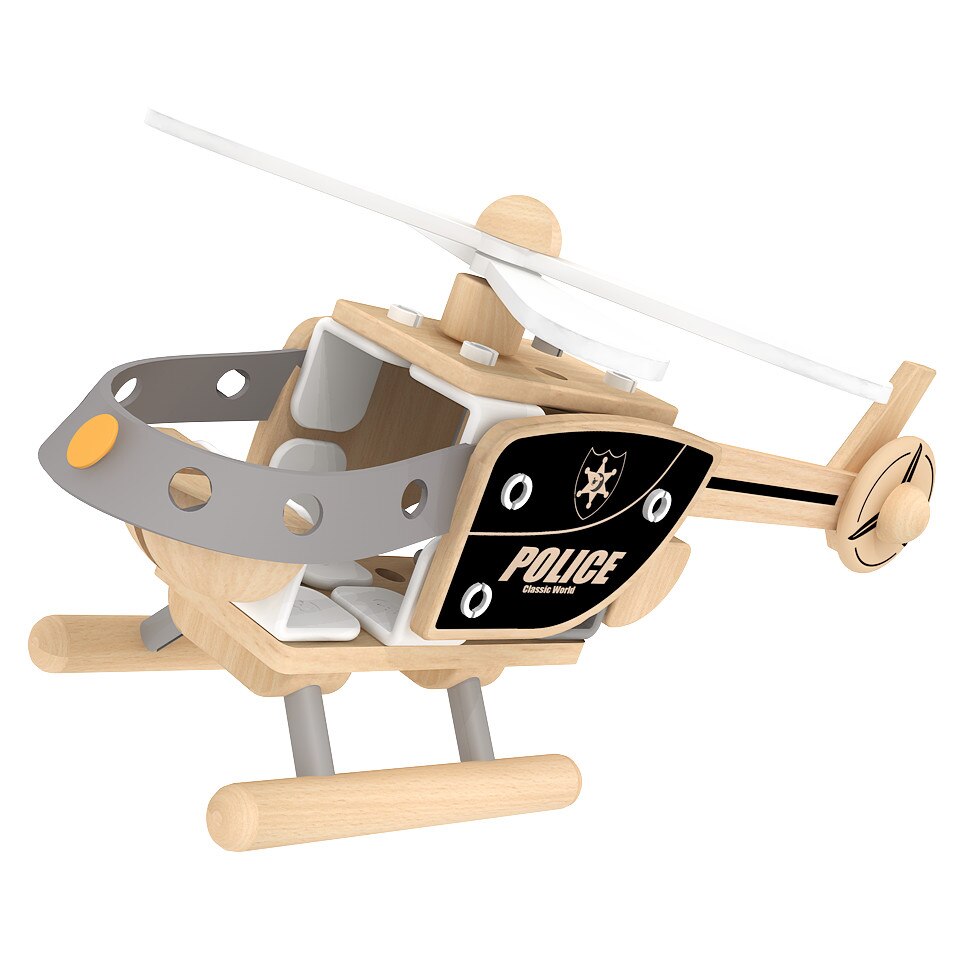 Elicopterul politiei din lemn 37 piese - Classic World Wooden Toys