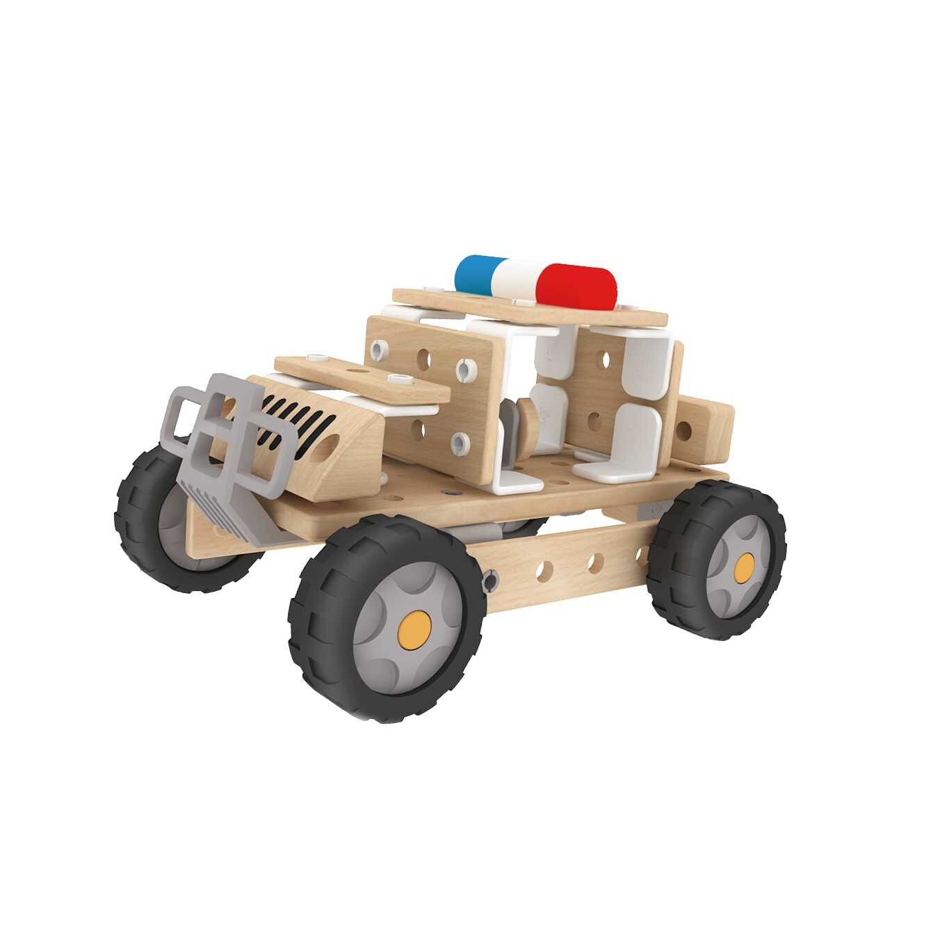 Masina de politie din lemn 50 piese - Classic World Wooden Toys