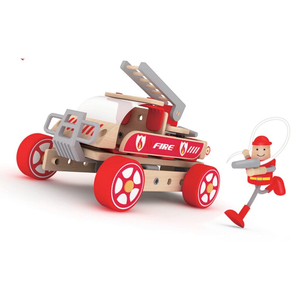 Constructor - un camion de pompieri din lemn 72 piese - Classic World Wooden Toys