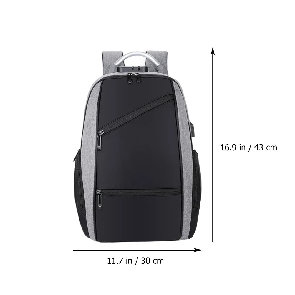 ZYBLSSBB, rucsac pentru laptop in material Oxford cu inchidere cu cifru si port USB, mare capacitate, model LSM2xh1978-BCS0140011, gri/negru, 43 x 30 x 18 cm