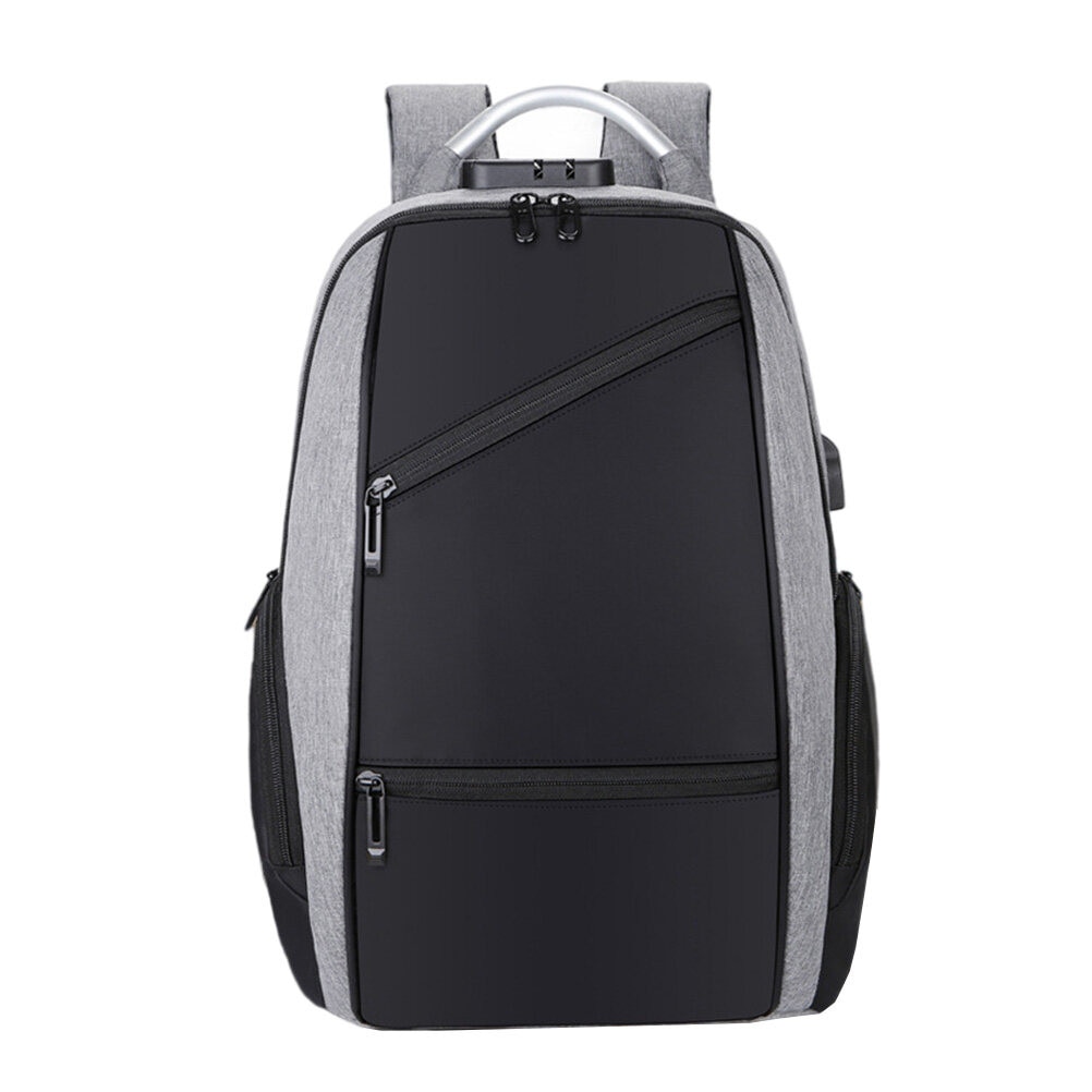 ZYBLSSBB, rucsac pentru laptop in material Oxford cu inchidere cu cifru si port USB, mare capacitate, model LSM2xh1978-BCS0140011, gri/negru, 43 x 30 x 18 cm