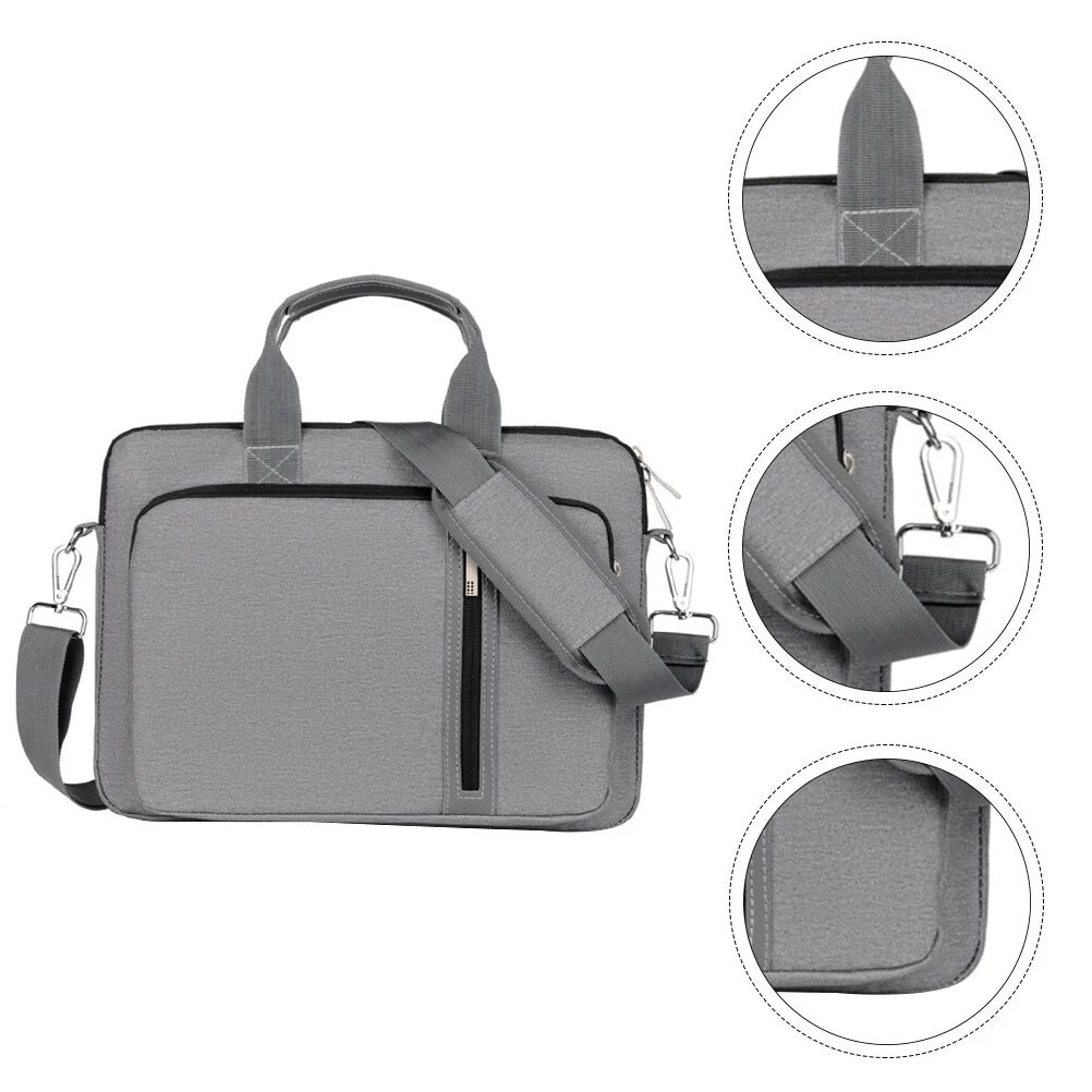 ZYBLSSBB, Geanta pentru laptop din nylon cu strat amortizor, buzunar frontal si curea detasabila LSM2xh1943-BCS0137949, gri, 40 x 29 x 3.5 cm