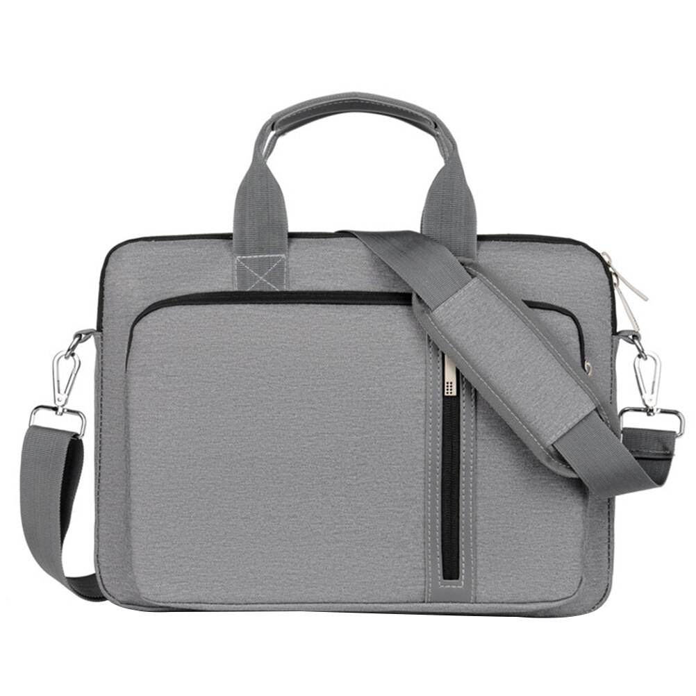 ZYBLSSBB, Geanta pentru laptop din nylon cu strat amortizor, buzunar frontal si curea detasabila LSM2xh1943-BCS0137949, gri, 40 x 29 x 3.5 cm
