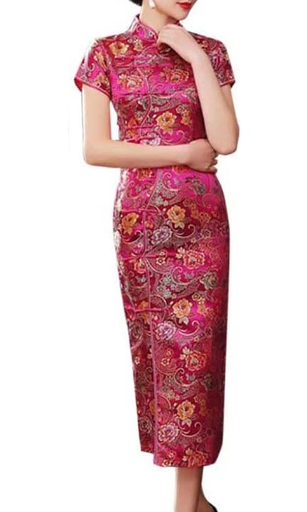 Rochie cheongsam eleganta multicolor lunga cambrata