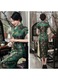 Rochie cheongsam verde elegant din tesatura premium lunga