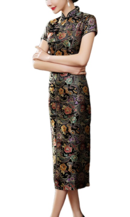Rochie cheongsam multicolor eleganta lunga