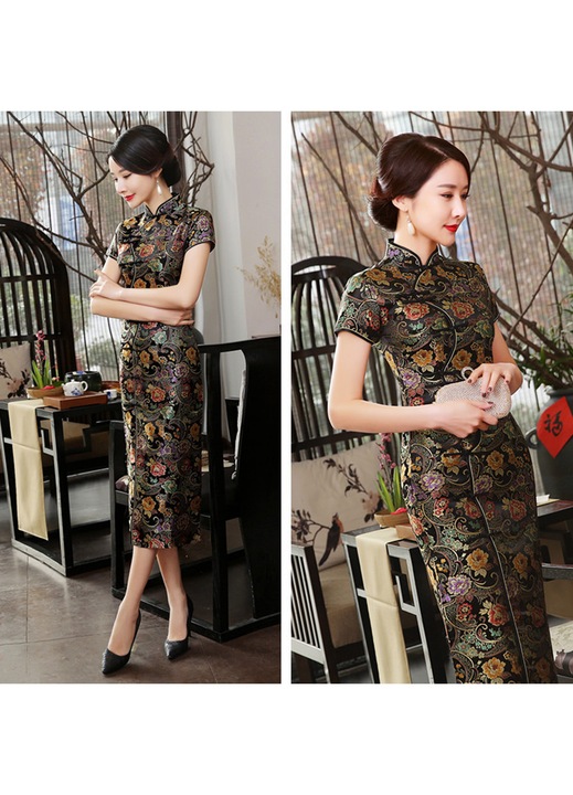 Rochie cheongsam multicolor eleganta lunga