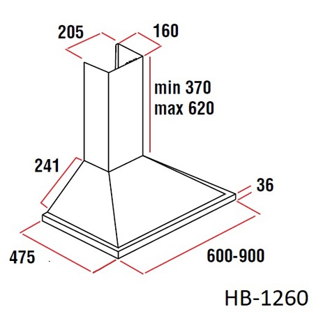 Hota incorporabila decorativa Hausberg HB 1260, Putere de absorbtie 650 m3/h, 1 motor, 60 cm, Inox
