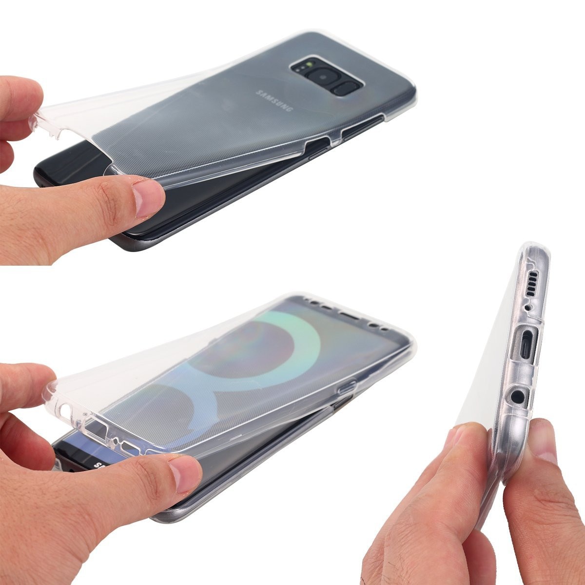 Husa Full TPU 360° fata + spate compatibila Samsung Galaxy S8 Plus, Transparent