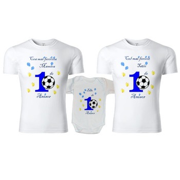 Set tricouri si body 1 an - Alb cu albastru, M si XL Set tricouri si body 1 an - Alb cu albastru, M si XL