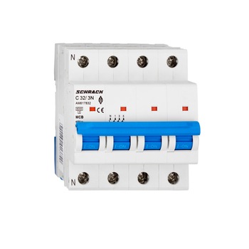 Intreruptor automat, Schrack, modular (MCB) AMPARO 6kA, C 32A, 3P+N Intreruptor automat, Schrack, modular (MCB) AMPARO 6kA, C 32A, 3P+N