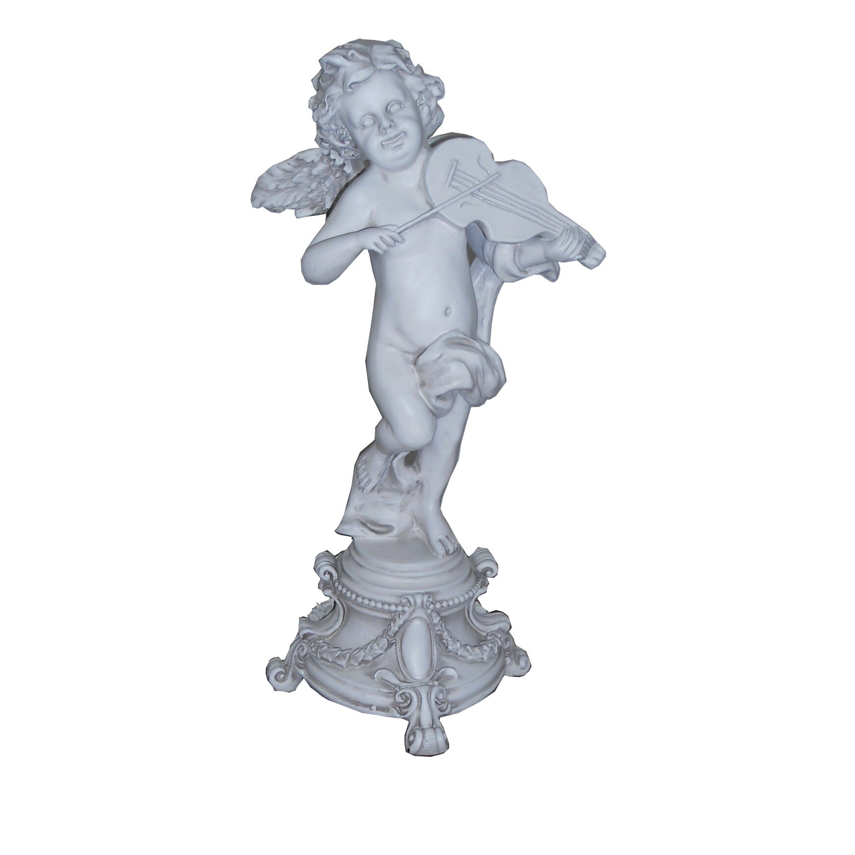 Ingeras rasina cu vioara Quadra alb antichizat 17x43 cm