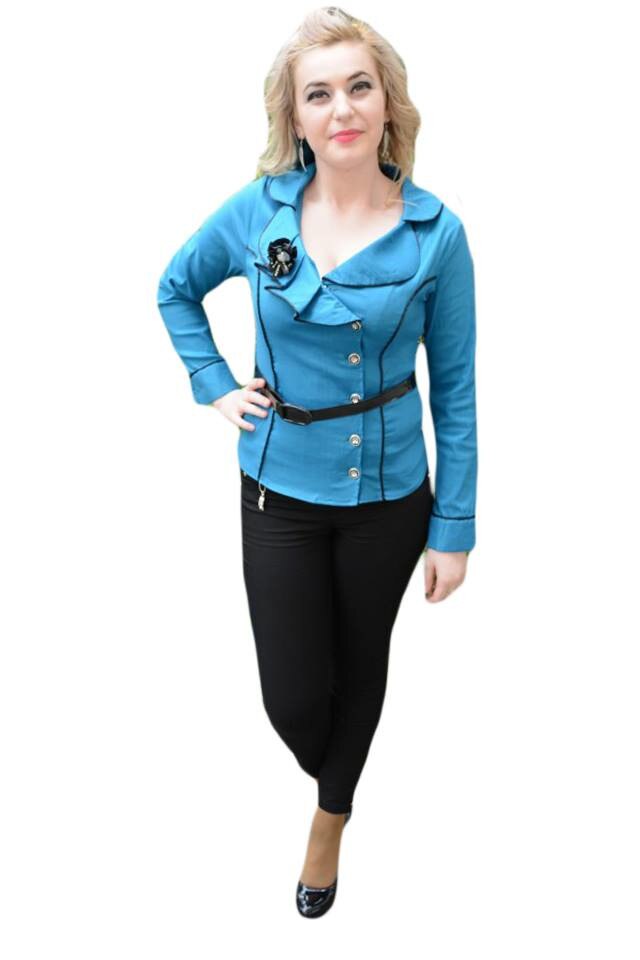 Camasa deosebita cu nasturi intr-o parte, D&J Exclusive, Albastru