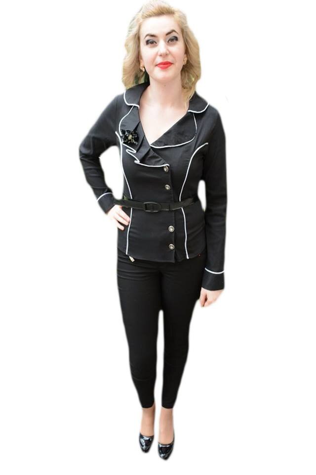 Camasa deosebita cu nasturi intr-o parte, D&J Exclusive, Negru/Alb