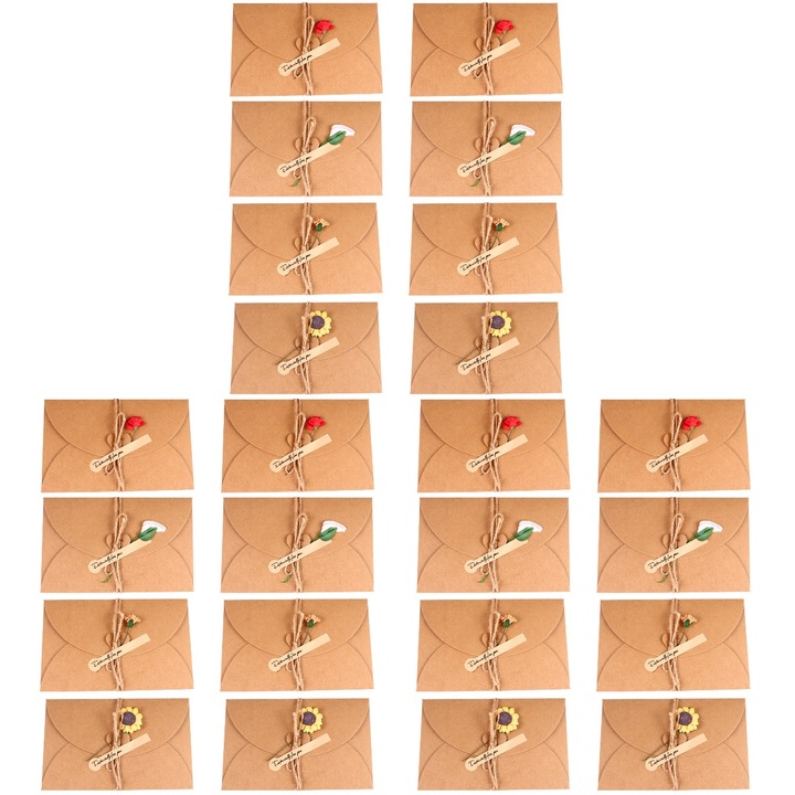 YANYXR BCS2914460 karácsonyi üdvözlőlap szárított virágokkal, barna kraft papír, 24 db, 17.5 x 11 cm