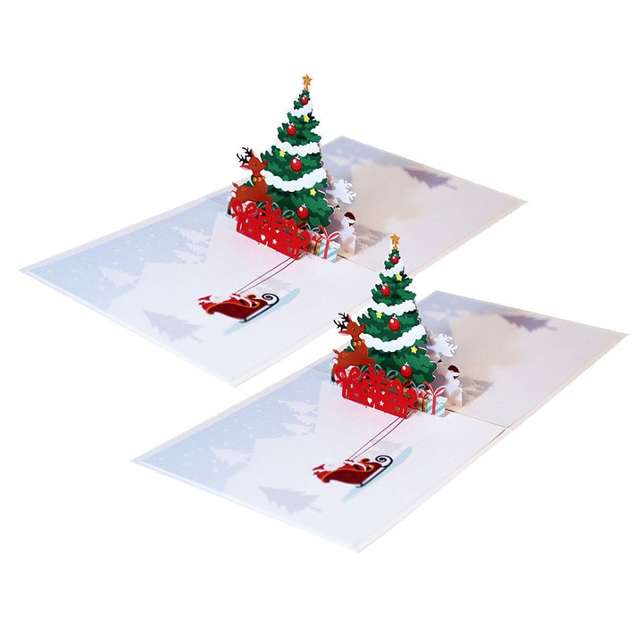 2 db YANYXR BCS2914411 3D pop-up üdvözlőlap készlet, karácsony és újév, papír, többszínű, 15 x 15 cm