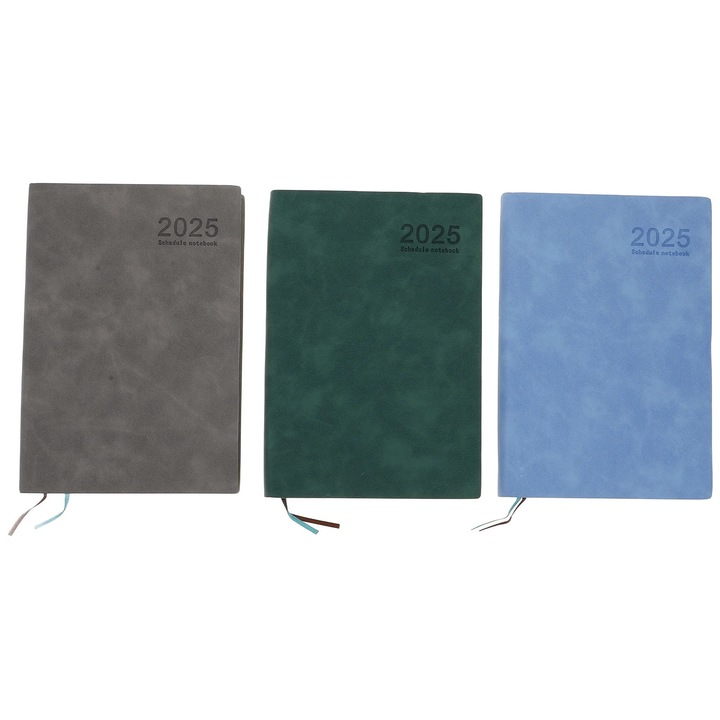 Set 3 agende planificator 2025 YANYXR BCS2914890, A5, datat zilnic cu file lunare, coperta PU, 21 x 14.5 x 2.2 cm, multicolor