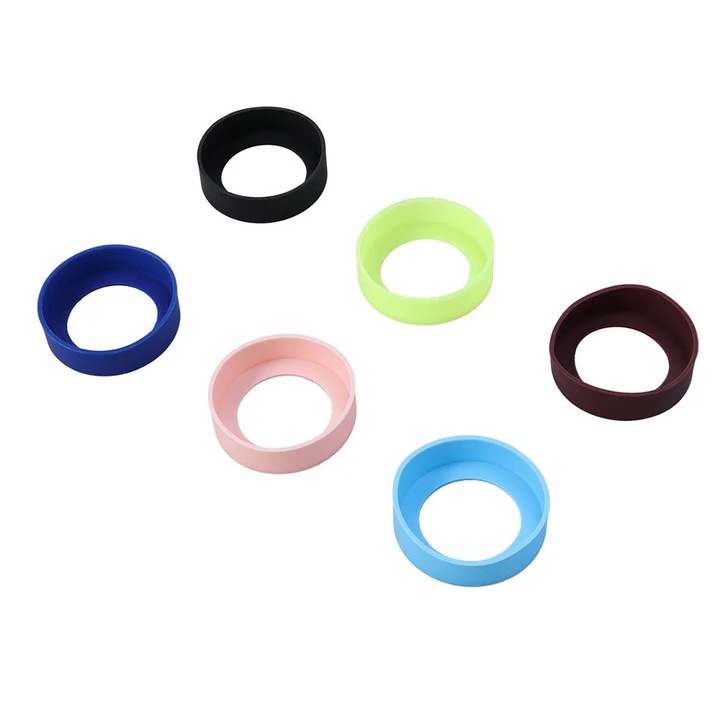 Suport pahar din silicon YANYXR BCS2915214, anti-alunecare, rezistent la caldura, elastic, lavabil, multicolor, set 6 buc., 6.6 x 6.6 x 1.8 cm
